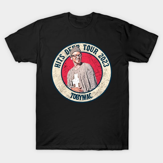 Retro Style Fan Art Design Tobymac // Hits Deep Tour 2023 T-Shirt by rido public